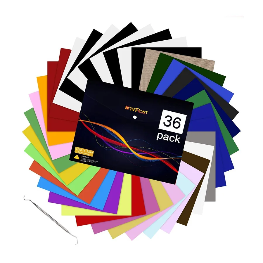 Wärmetransfer-Vinyl-Bündel: 36 Stück, 30,5 x 25,4 cm, zum Aufbügeln für T-Shirt, HTV-Vinyl – 36 Stück