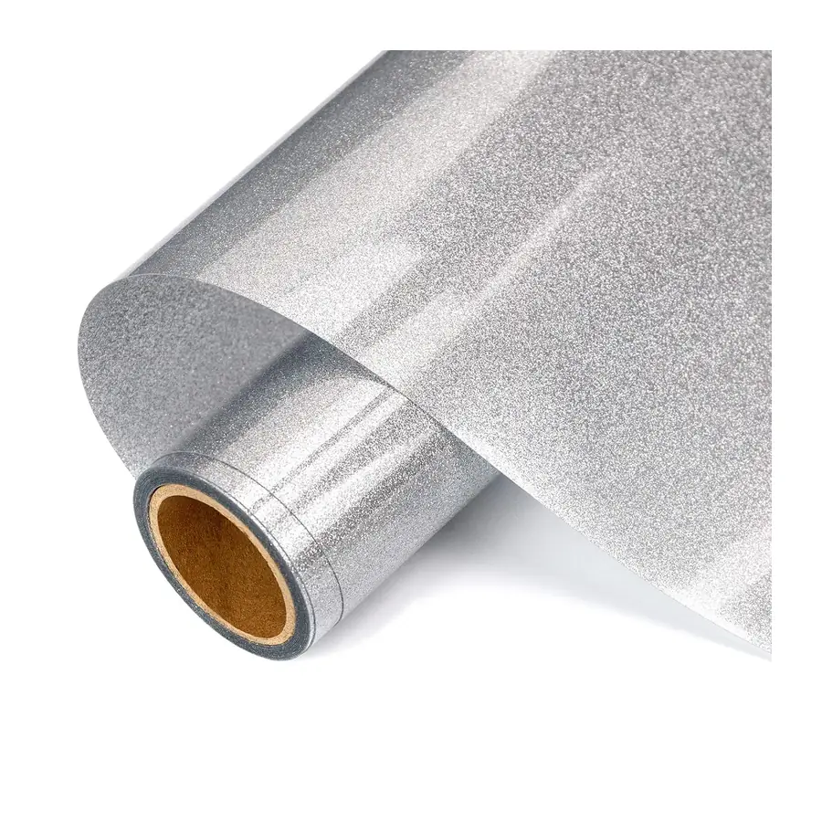 HTV Vinyl-Rolle, Silberglitzer, 25,4 cm x 3 m, silberner Glitzer, HTV – 25,4 cm x 3 m