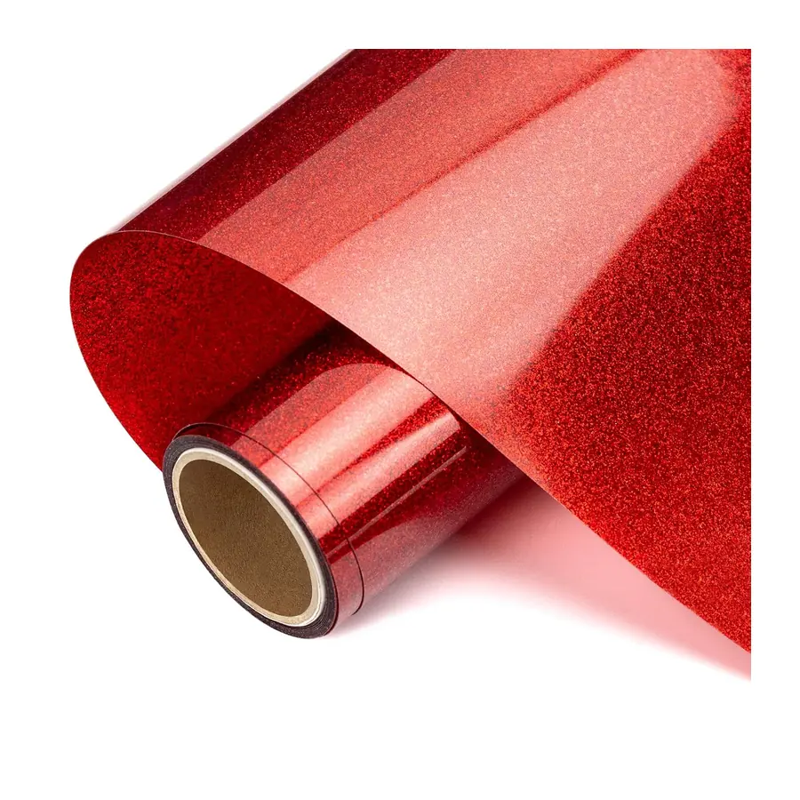 Roter Glitzer HTV – 25,4 cm x 3 m roter Glitzer zum Aufbügeln Vinyl – 25,4 cm x 3 m