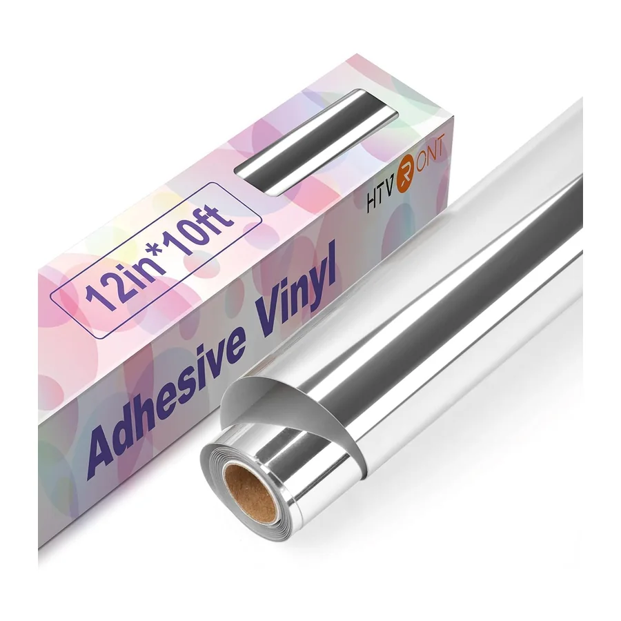 Vinylfolie Plotter - 30cm x 305cm Permanente Plotterfolie Vinyl Selbstklebend Rückseite – Metallisches Silber