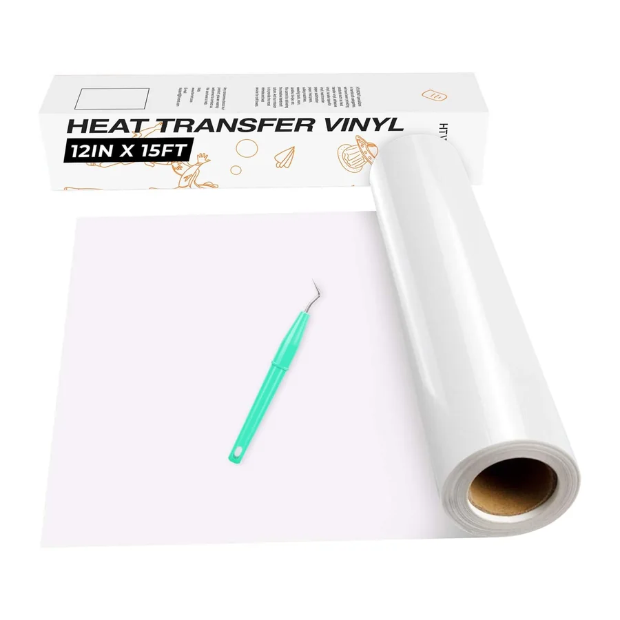 White Heat Transfer Vinyl 12" x15ft Iron on Vinyl for Silhouette and Cricut Easy to Cut & – Standardausführung