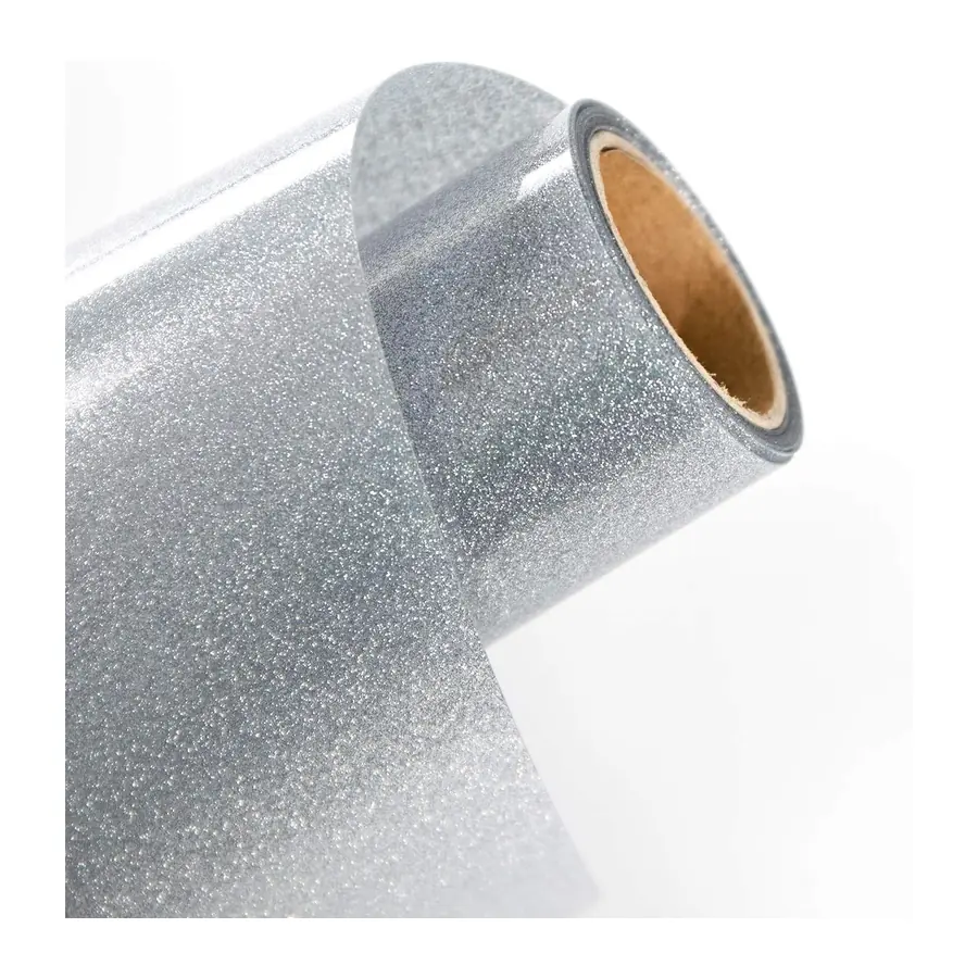 Glitzer Silber Plotterfolie textil-26cm x183cm Flexfolie – Silber · 26cm x183cm