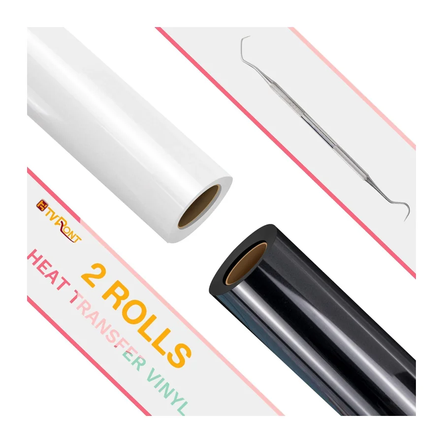 Plotterfolie Textil-30.47cm*243.83cm 2 Rollen Flexfolie Plotter Textil für T-shirt&Kleidung