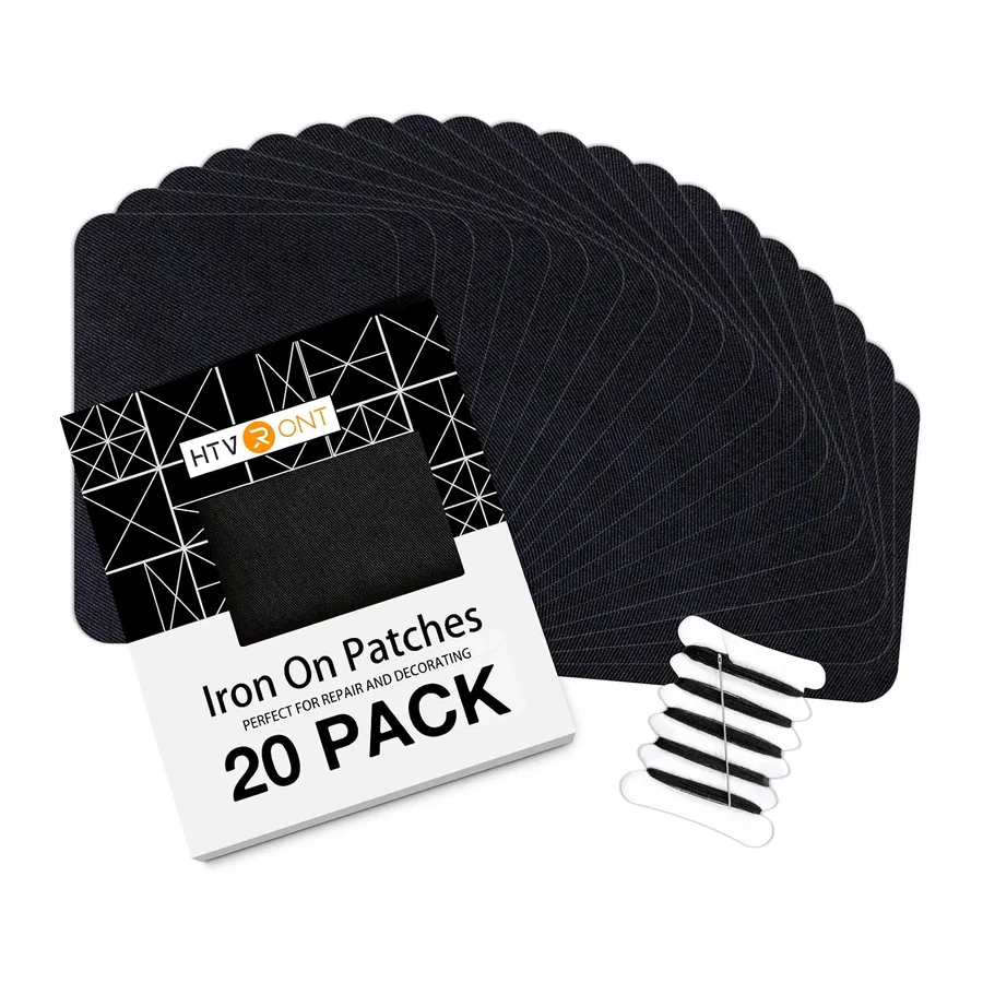 Bügelflicken Schwarz 20 Stücke Flicken zum Aufbügeln 9,5 cm x 12,5 cm Bügelflicken für die – Schwarz