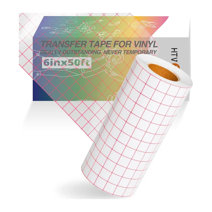 Transferband für Vinyl HTVRONT 15,2 cm x 15,2 m, Vinyl-Transferband mit rotem – 15,2 cm x 15,2 m