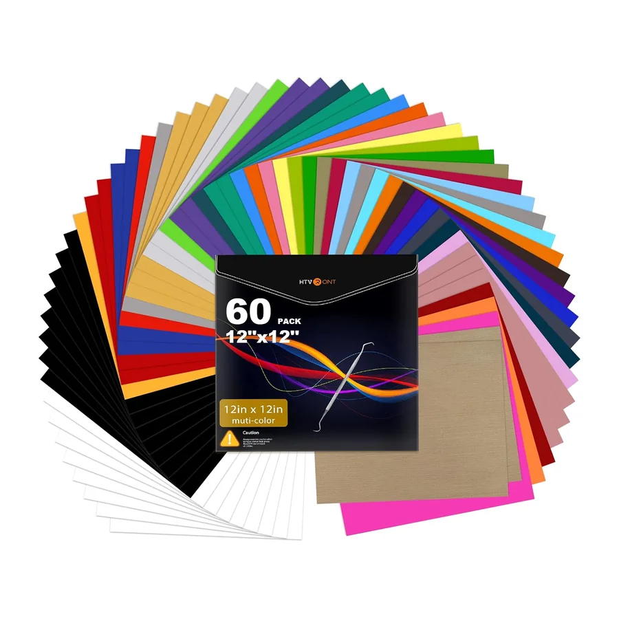 Plotterfolie Textil 60 Stück Flexfolie 30.5cm x 30.5cm 35 Farben Flexfolie Plotter Textil, – 30.5cm x 30.5cm · 60 Stück