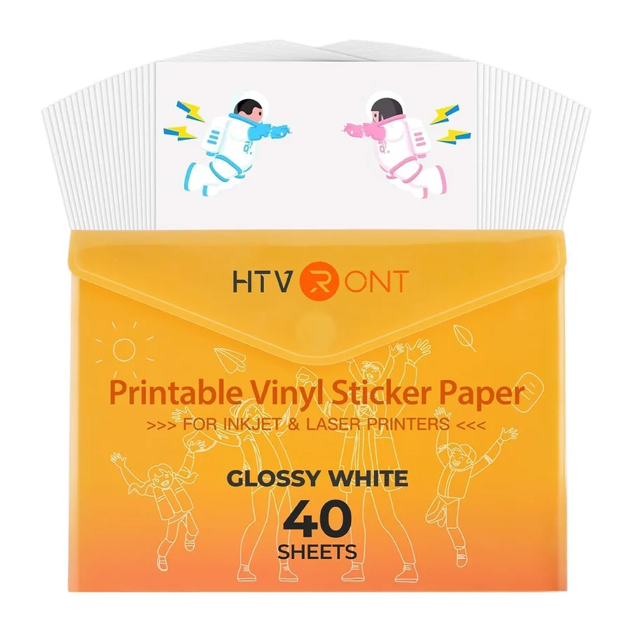 bedruckbares Vinyl für Tintenstrahldrucker & Laserdrucker – 40 Blatt glanzweißes – 140 g/m²