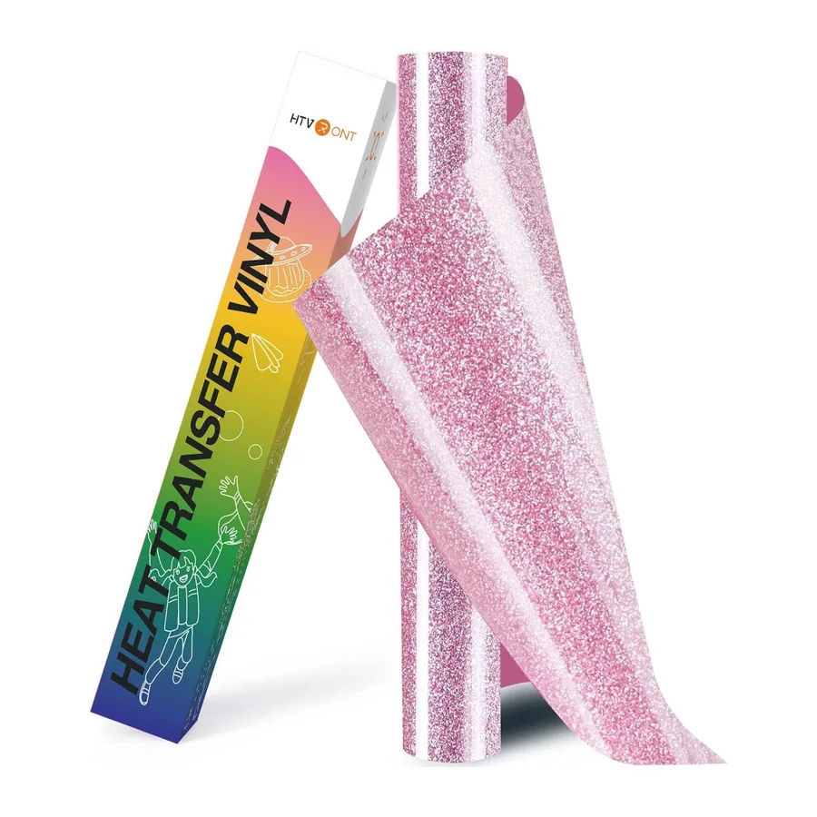 Glitzer-Vinyl, Pink, Wärmetransfer-Vinyl, 25,4 cm x 2,4 m, Glitzer-HTV-Vinyl, für T-Shirt