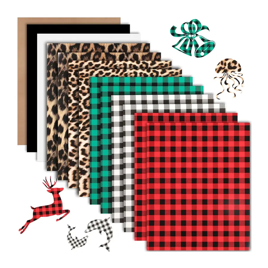 Buffalo Plaid Plotterfolie Textil 13 Stück 30.5cm x25.4cm Weihnachten Flexfolie Plotter