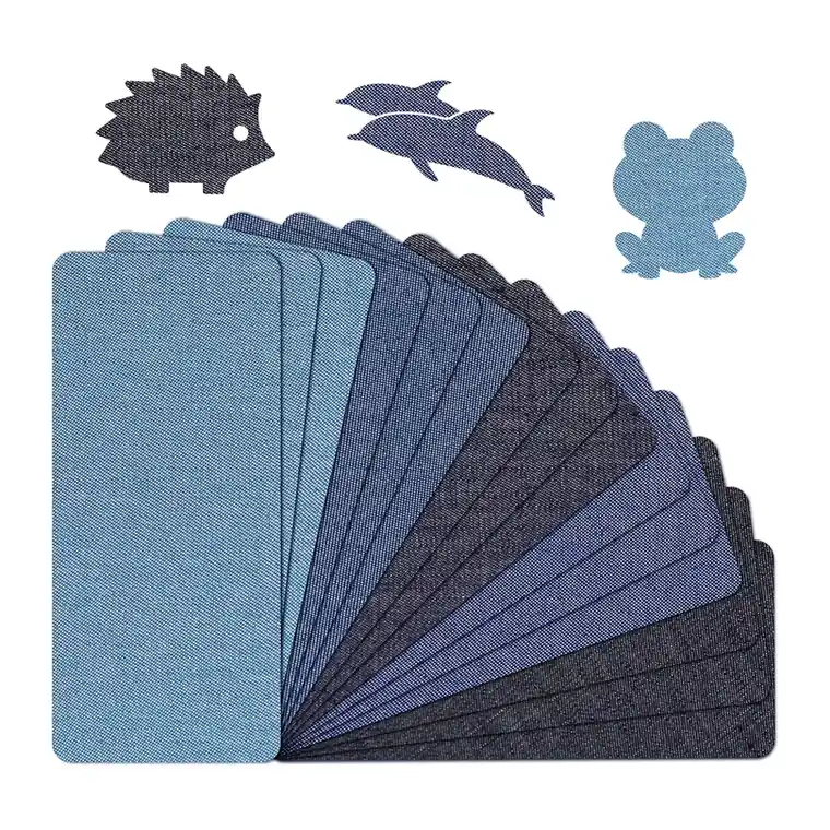Flicken zum Aufbügeln 15 Stück Bügelflicken für Innen und Außen Blau Jeans Flicken 12.5 * – Blau · 15 Stück