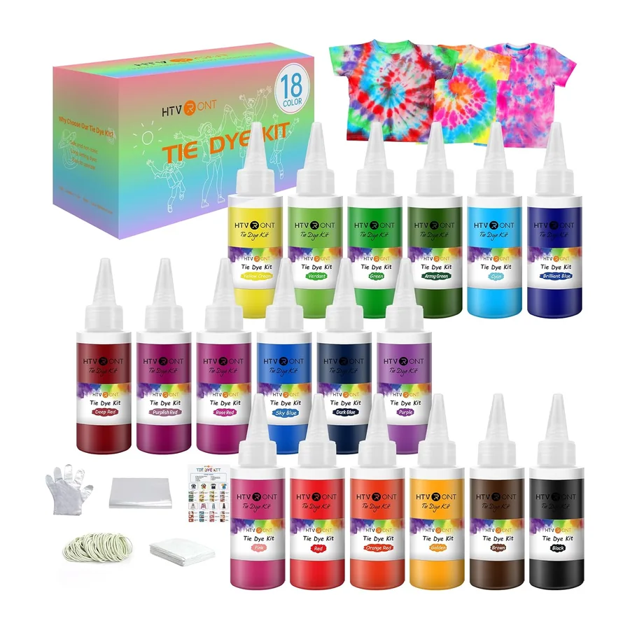 Batikfarben Set für Kinder und Erwachsene - 18 Farben 80ML Pre-gefüllte Flaschen Permanente – Just Add Water