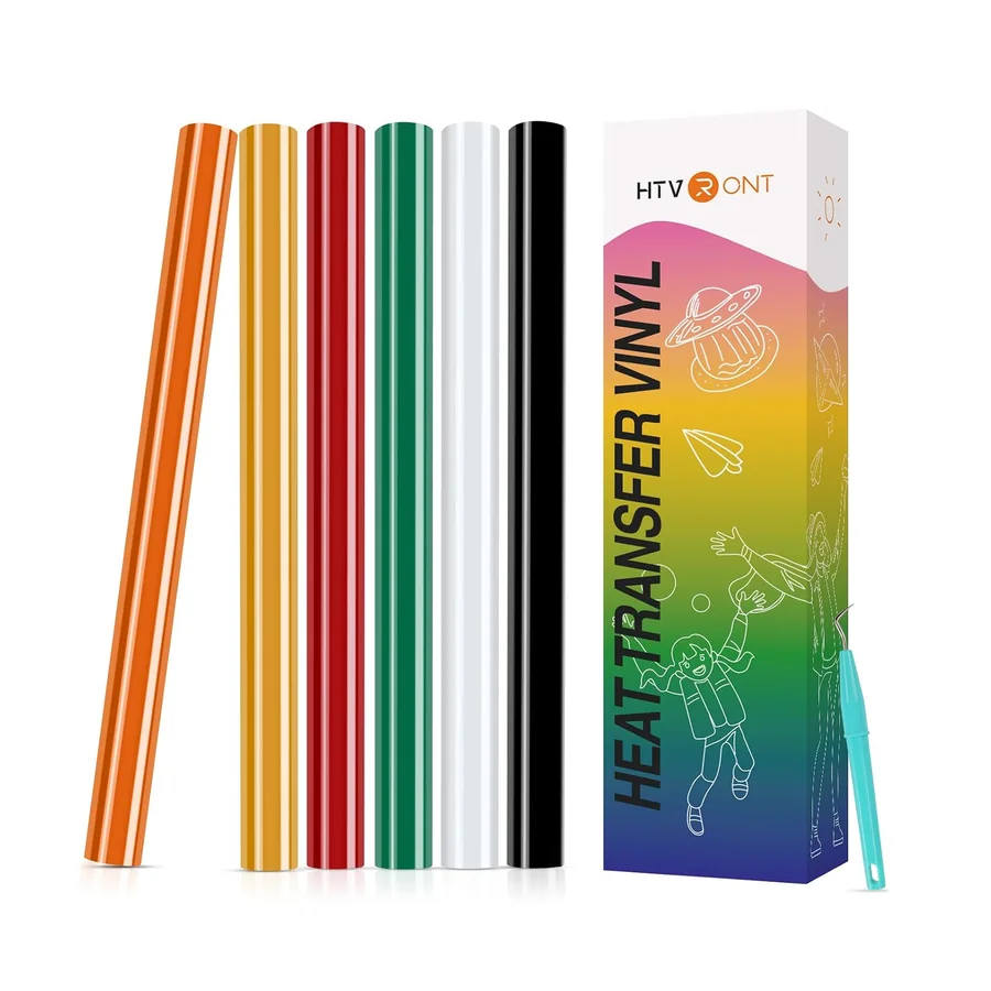 Plotterfolie Textil, 30.5cm ×152.4 cm 6 Rollen Flexfolie Textil Plotter für Kleidung, – 30.5cm ×152.4 cm · 6 Rollen