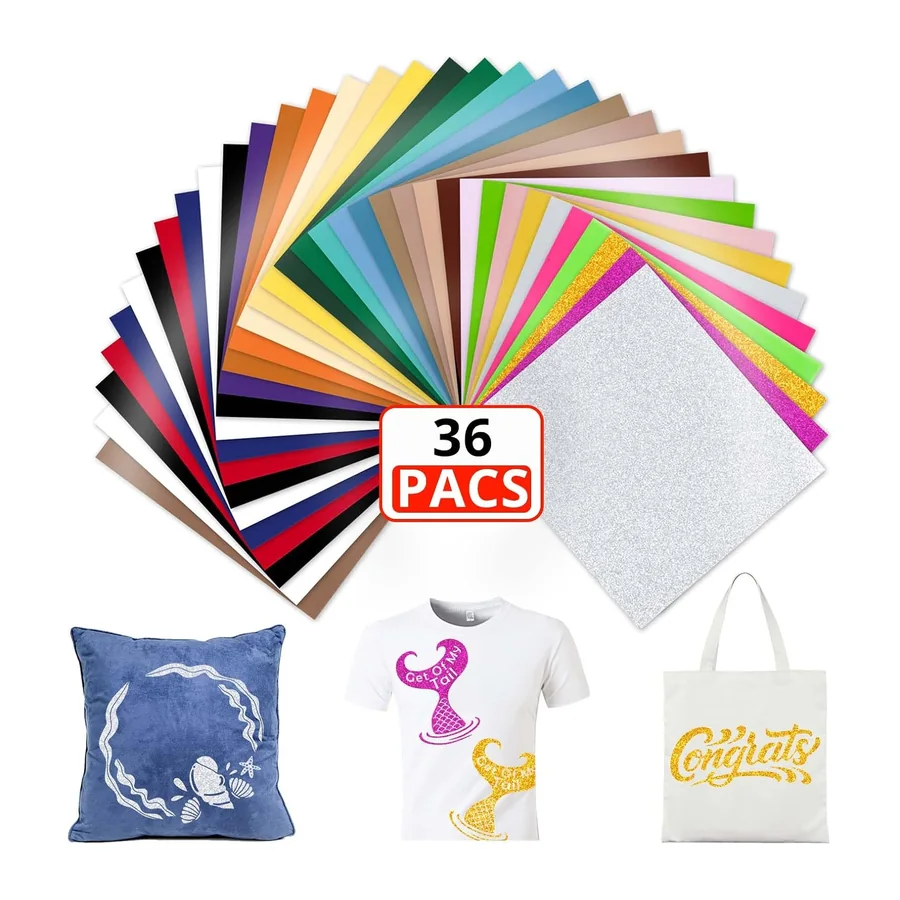 HTV Wärmetransfer-Vinyl-Bündel, 30,5 x 25,4 cm, zum Aufbügeln, Vinyl mit 3 – Standardausführung