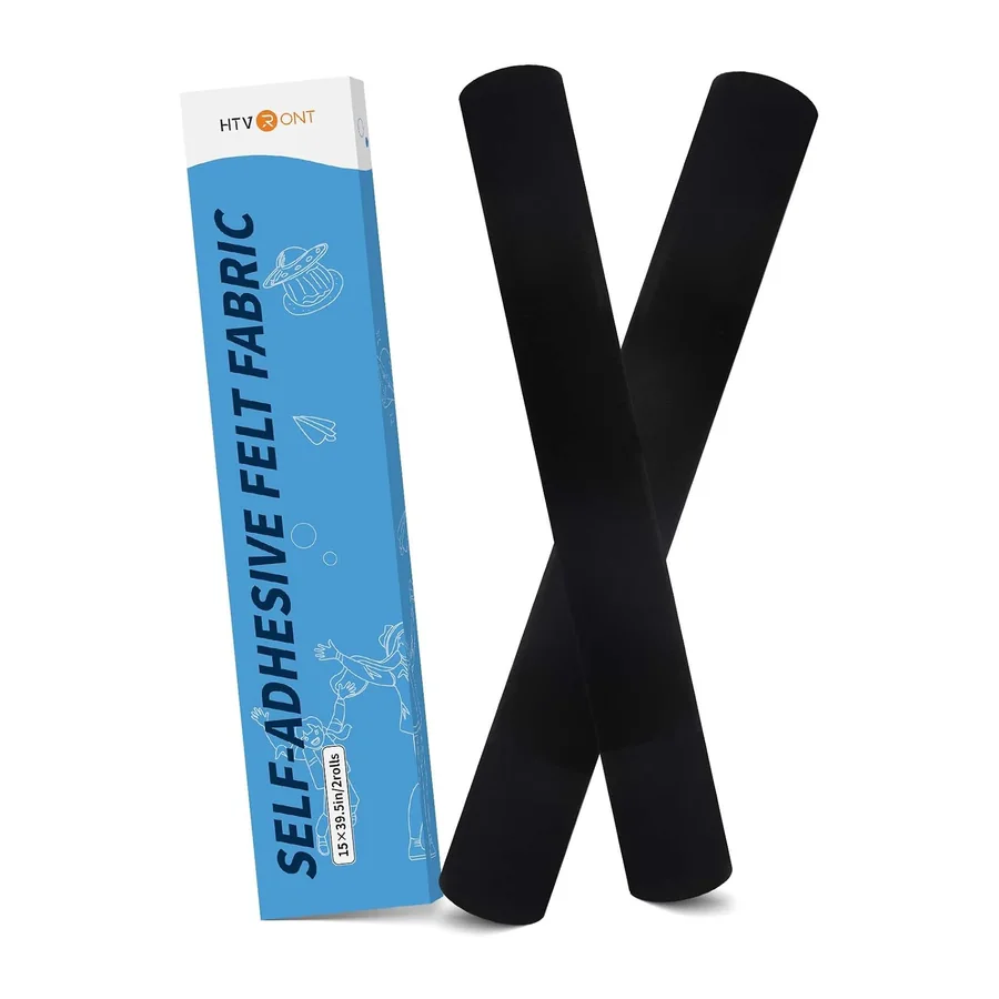 Schwarzer selbstklebender Filzstoff – 2 Rollen x 100 cm x 38 cm, selbstklebende Filzrollen – 100 cm x 38 cm · 2 Rollen