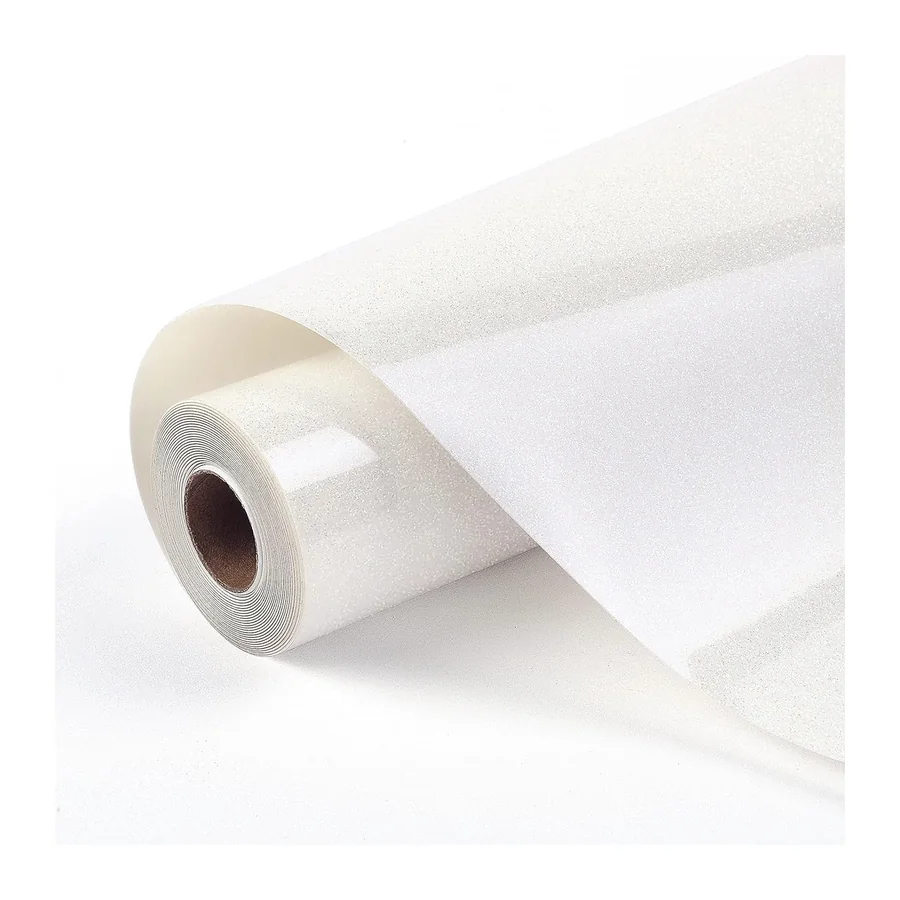 Plotterfolie Textil -25.4CM ×304.8CM(10IN ×10FT) Regenbogen Weiß Glitzer Flexfolie Plotter – 10IN ×10FT