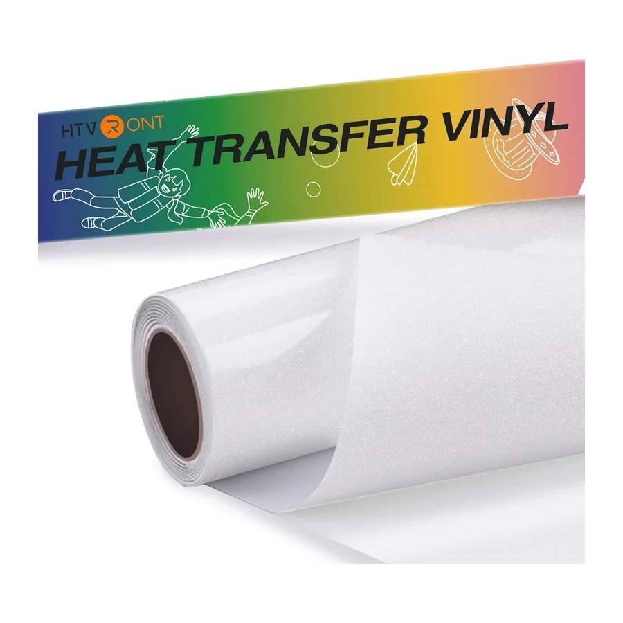 Weißes Glitzer-Wärmetransfer-Vinyl – 30,5 x 152 cm, weißes Glitzer-HTV-Vinyl – weißer Glitzer