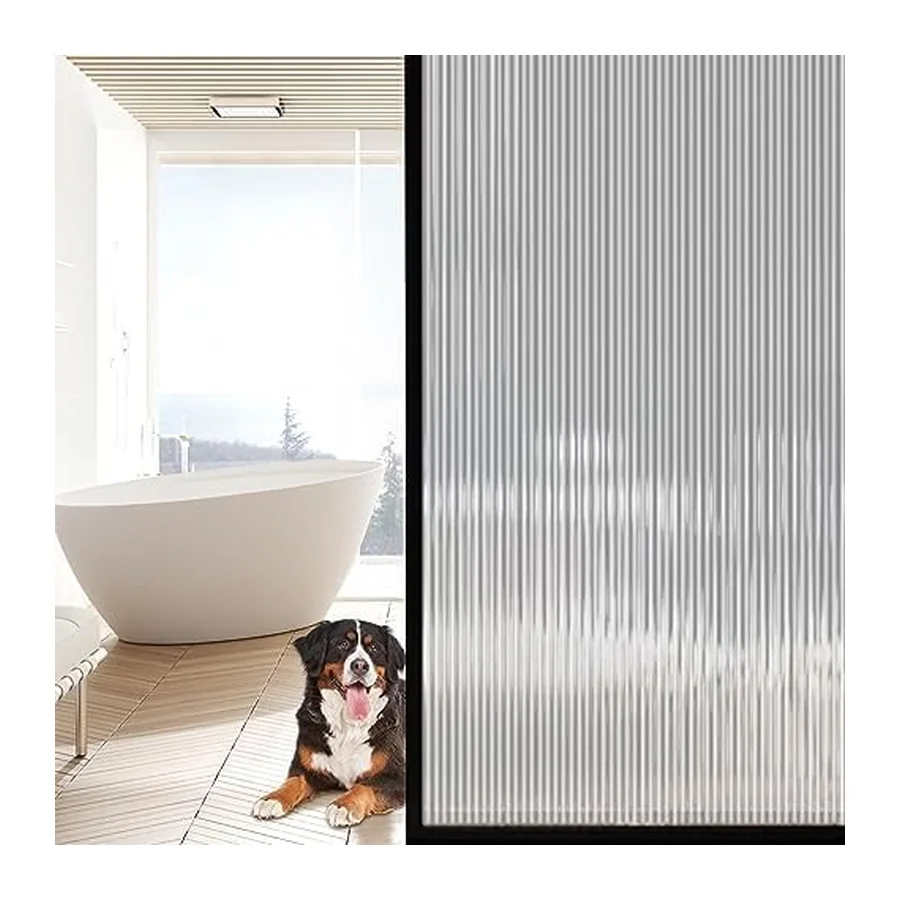 Fenster-Sichtschutzfolie, 3D-Dekor, Milchglas-Fensterfolie, Schilfrohrglas, – Standardausführung