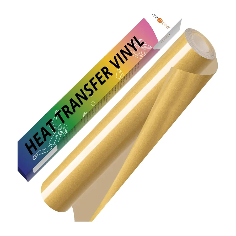 Plotterfolie Textil Gold 30,5cm × 152,4cm Flexfolie zum Aufbügeln auf T-Shirt – Gold · 30,5cm × 152,4cm