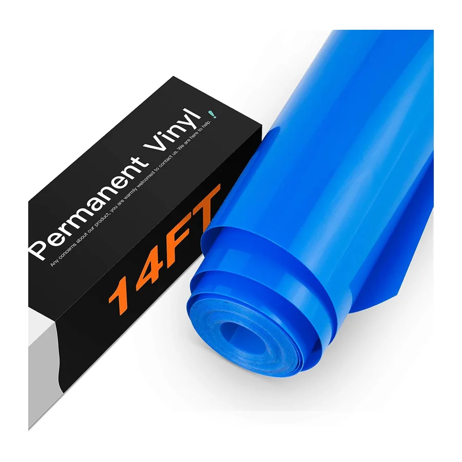 Blaues permanentes Vinyl, 30,5 x 427 cm, glänzend, selbstklebend, permanent, blau, – Blau