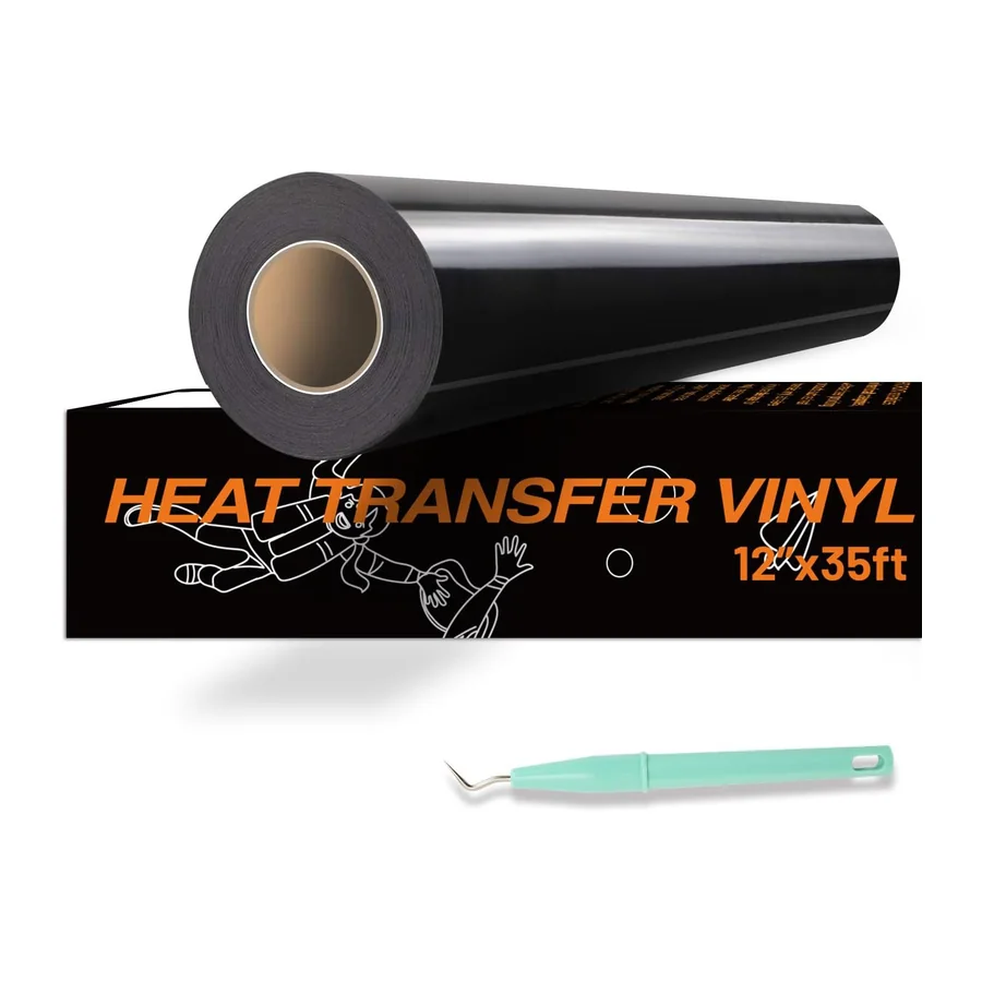 Wärmetransfer-Vinyl-Rollen, schwarz, HTV-Vinyl-Rollen, 30,5 x 1067 cm, schwarzes Vinyl zum – Schwarz