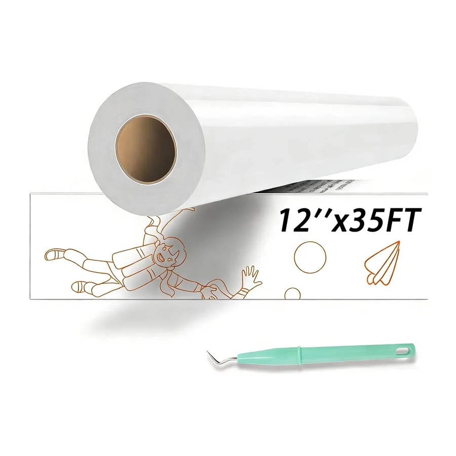 HTV Wärmetransfer-Vinyl-Rollen – 30,5 x 1067 cm, Weiß, HTV für Hemden, zum Aufbügeln auf – Standardausführung