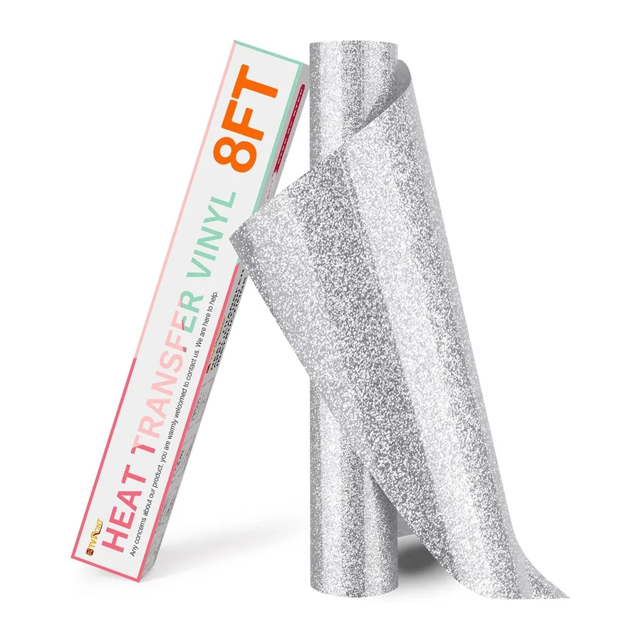 Glitzer Plotterfolie Textil 25,4cm x 244cm HTV Wärmeübertragungsfolie zum Aufbügeln – 25,4cm x 244cm