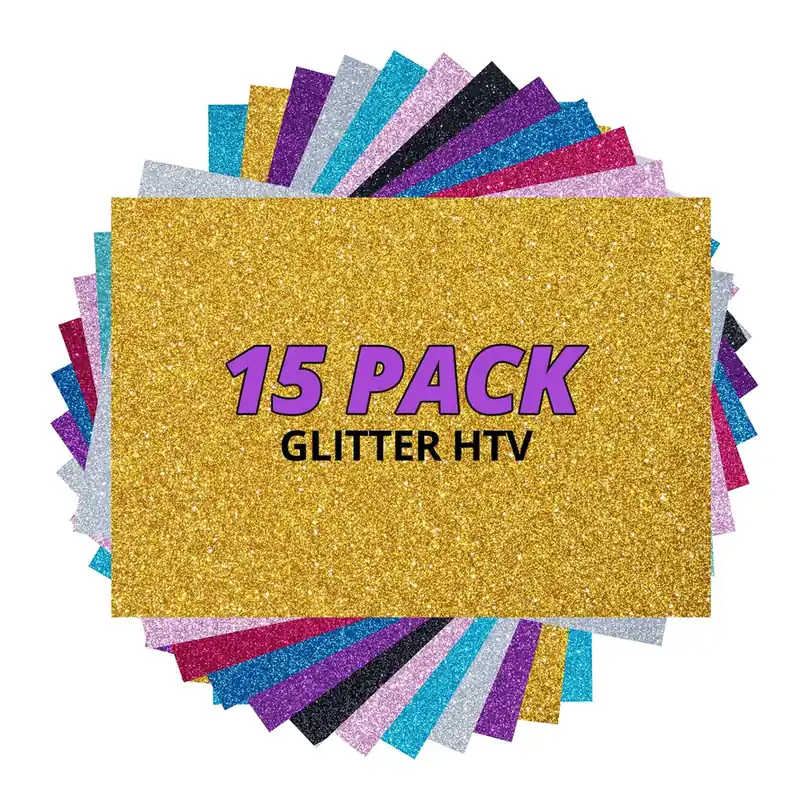 Glitzer Plotterfolie Textil 15 pcs - Flexfolie Plotter Textil 30.5 cm*25.4 cm - Glitzer – 30.5 cm*25.4 cm · 15 pcs